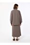Half Zipper Sweatshirt & Long Skirt Two-Piece Set - Mink - - 4