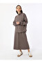 Half Zipper Sweatshirt & Long Skirt Two-Piece Set - Mink -