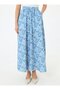 Hidden Placket Leaf Pattern Skirt Shirt Set - Blue Patterned - - 5