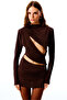 Syrienna Cut-Out Mini Dress (Brown) - 3