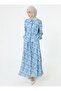 Hidden Placket Leaf Pattern Skirt Shirt Set - Blue Patterned - - 2