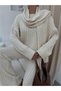 Women's Knitwear Set with Braided Hair Scarf, 3 Pieces, Ecru - 4
