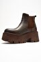 Clen Brown Skin Genuine Leather Elastic Women's Thick Soled Boots - 4