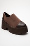 Grena Brown Leather Scuba Women's Thick Soled Casual Shoes - 3