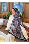 شال قطني ناعم منقوش من سلسلة Soon باللون الأزرق الداكن والبني ps110 - 5
