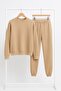 Unisex Beige Color Tracksuit Set - Sweatshirt and Jogger a