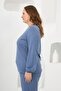 Collar Detailed, Sleeves and Skirt Gathered, Plus Size Sweatshirt, Indigo - 2