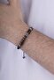 Silver Markethematite Walnut Tree Natural Stone Men's Bracelet - 2