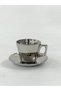Modern Glass Silver Colored Coffee Cup Set of 6 – Silver Coffee Cup - 6 Cups + 6 Saucers - 8