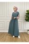 Double Colored Robali Medina Silk Tesuture Dress - 3