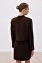 Short Tweed Jacket - Brown - 8