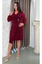 Women's Plus Size Double-Breasted Collar Long Sleeve Button Brooch Detail Asymmetric Cut Midi Stretchy Evening Dress 25042 - 4