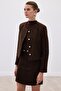 Short Tweed Jacket - Brown - 6