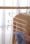 3 Pieces 5-Compartment Metal Clothes Hanger - Clothes Pants Scarf Clothing Wardrobe Organizer - 3