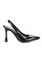 Margaret Flexible Soft Non-Slip Sole (10 cm) Black Patent Leather Open Elastic Women's Thick Heeled Shoes - 3