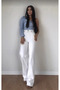 White Casual Loose Palazzo Women's Jean Wide Leg Denim Pants New-1