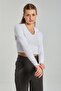 Women's V-Neck Long Sleeve Bodysuit - White - 5