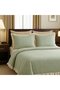 Green-Beige 100% Cotton Ruffle Yarn-Dyed Double Duvet Cover Set,Modern Striped Bedding Set - 2