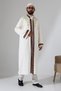Embroidered Judge Collar Imam Robe, Prayer Robe with Snap-Pocket, Burgundy Border - Cream