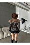 Collar Fur Detail Brand Model Belted Leather Trench Coat - 3