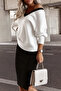 New Season Women's Long Sleeve V-Neck Viscose Two Thread Blouse and Mini Skirt Two-Piece Set - 4