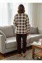 Women's Brown Plaid Plush Pajama Set - 3