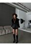 Collar Fur Detail Brand Model Belted Leather Trench Coat - 3