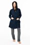 Women's Long Thin Soft Fleece Robe S26127 with Hood with Belt with Pockets
