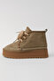 Women's Mink Fur Lined Lace-Up High Sole Suede Boots 4.5 cm Byndmb02 - 5