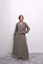 Relaxed Fit V-Neck Top and Flowy Skirt Set D005- Khaki