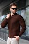 Brown Half Zip Polo Neck Knitwear Sweater E7426 - 2