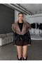 Collar Fur Detail Brand Model Belted Leather Trench Coat - 6