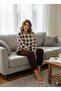 Women's Brown Plaid Plush Pajama Set - 4