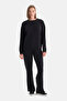 Black Wide Leg Basic Modal Pants - 5