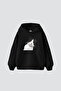 Cat Jeykıp Printed Oversize Unisex Black Hoodie