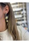 Brand Model Gold Detail Black Stone Earrings - 2