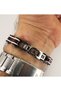 Bike Motorcycle Chain Black and White Burgundy Steel Bracelet for Lover - Wife - Father - Friend - 3