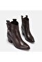 Large Size Women's Short Cowboy Boots 41-42-43-44-45-Brown Leather - 4