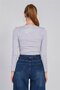 Women's Long Sleeve Bodysuit with Snap Buttons on the Front - Snow Melange - 5