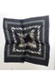 Black Beige Edge Line Middle Flower Pattern Detailed 100% Cotton Voile Bandana Scarf - 6