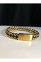 Stainless Black Braided and Yellow Color Men's Model Steel Bracelet Gift for Lover, Friend, Father - 2