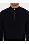 Navy Blue Slim Fit High Neck Zippered Knitwear Sweater 50317363-Vr033 - 6
