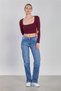 Women's Square Neck Bodysuit - Burgundy - 4