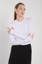 Women's Crew Neck Fingerless Long Sleeve Bodysuit - Ecru