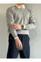 Old Money Premium Long Sleeve Men's Knitwear Sweater Gray - 3