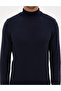 Navy Blue Melange Slim Fit Half Turtleneck Basic Knitwear Sweater 50315457-Vr120 - 6