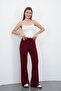Nira Women's Maxi Length Spanish Flare Sandy Pants-Burgundy - 4