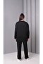 Women's Crystal Fabric Flared Leggings Tracksuit Set with Stone and Stripe Detail - 3