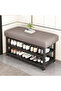 FFD 2-Tier Shoe Rack with Soft Cushion, Metal Frame Entryway Shoe Changing Stool, Space-Saving Grey - 5