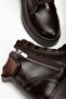 Women's Brown Leather Lace-Up and Zippered Boots - 3